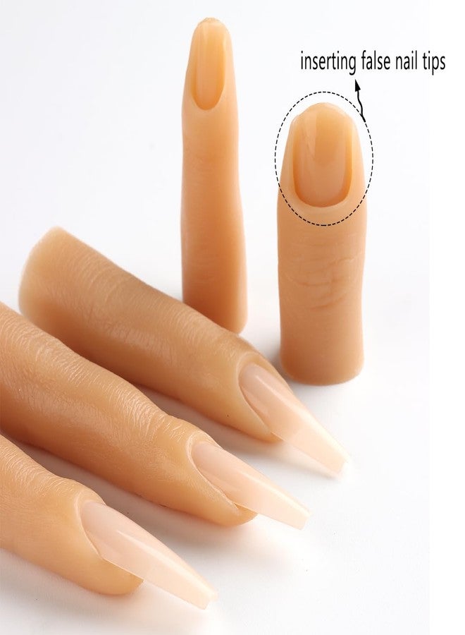 Fcozpjk Silicone Practice Fingers for Acrylic Nails, 5PCS Soft Fake Fingers for Nails With 96PCS False Nail Tips, Nail Training Mannequin Finger, Nail Practice Hand for Acrylic Nail Kit - Image 4